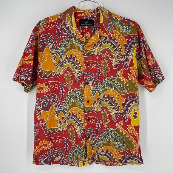 Peruvian Connection Abstract Button Down Shirt Men Size M Short Sleeve - Picture 1 of 6